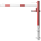 Swing barrier | with pull rope reinforcement | for casting in concrete, hot-dip galvanized and white coated with red reflecting stripes | Barrier arm length: 1500 mm | for padlock